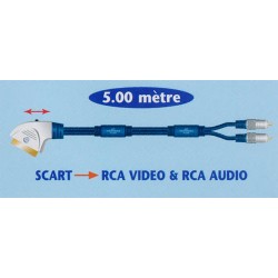 CORDON PERITEL MALE 1RCA VIDEO+AUDIO 5m