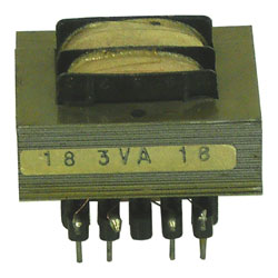 TRANSFO FER   E + I  - 2x0/18V - 3 VA