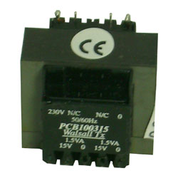 TRANSFO FER   E + I  - 2x0/15V - 3 VA