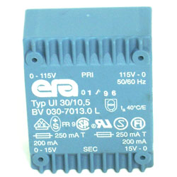 TRANSFO EXTRA-PLAT 2 x 0 / 15V - 6 Watts