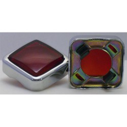 CABOCHON CARRE CHROME VERRE ROUGE